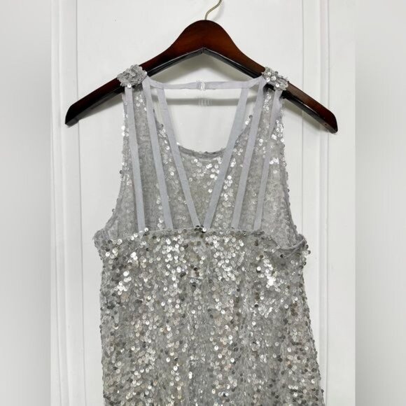 Free People Intimately Silver Sequin Strappy Tank Top Size XS - Picture 5 of 12
